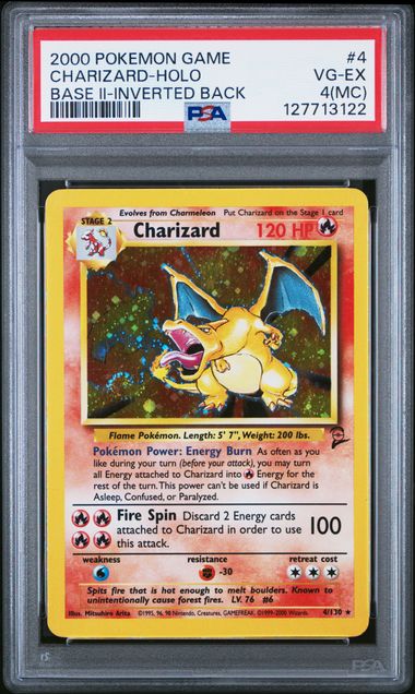 2000 Charizard Holo Base Set II - Inverted Back